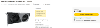 INNO3D GeForce RTX 4060 Ti Twin X2 Videokaart voor €215 bij Tones