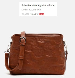Bolso bandolera grabado floral Eliettes por 13.5€