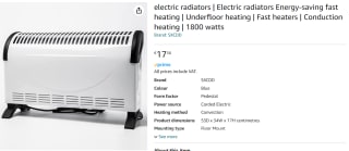 Elektrische verwarming radiator convectie 1800W voor €17,56 bij Amazon.nl
