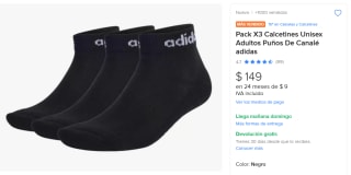 Pack 3 pares de Calcetines Unisex Adidas $149 | Mercado Libre