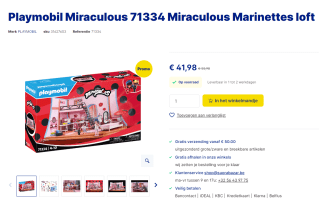 Playmobil "Miraculous Marinettes loft" (71334) voor €41,98 via Suprabazar