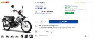 Motocicleta Italika AT110 LT por $16,999