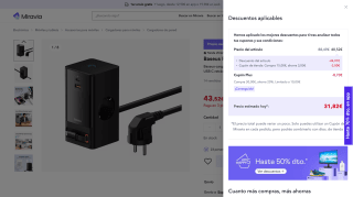 Baseus Cargador de Escritorio Digital de 65W por 31,82€