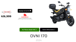 Motocicleta Vento OVNI 170CC por $26,999 12 MSI