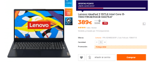 Ordenador Portatil Lenovo IdeaPad 3 15ITL6 Intel Core i5-1155G7/8GB/512GB SSD/15.6" por 389€