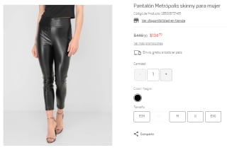 Pantalón Metrópolis Skinny Mujer por $135 en Suburbia
