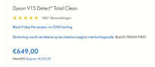 Dyson kortingscode voor tot €250 korting tijdens de Black Friday Pre-access