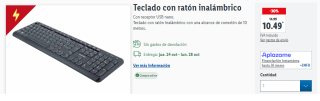 Teclado con ratón inalámbrico con una alcance de conexión de 10 metros por 10.49€