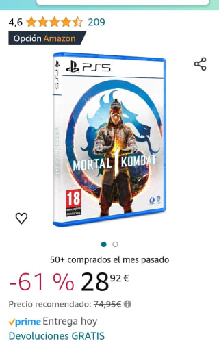 Mortal Kombat 1 PS5 por 28,92€.