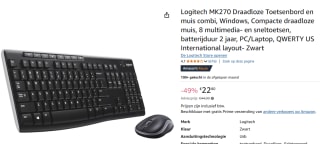 Logitech MK270 toetsenbord en muis voor €22,80 bij Amazon