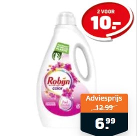 Alle Robijn wasmiddel 2x 1800ml voor €10 bij trekpleister