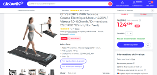 Tapis de marche Electrique CITYSPORTS WP6 à 124,99€