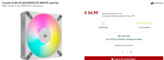 Corsair iCUE AF120 RGB ELITE PWM Fan White, 120mm voor €14,99 bij Alternate