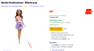 Barbie Fashionistas Blinde Barbie voor €8,99 bij Bol