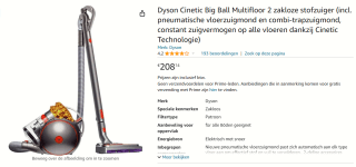 Dyson Cinetic Big Ball Multifloor 2 - Stofzuiger zonder zak voor €208,29 bij Amazon