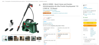 Limpiadora alta presión BOSCH Universal Easy Aquatak 110 por 61,49€