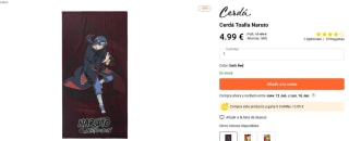 Toalla Infantil De Naruto - Color Granate Y Negro - 70x140 Cm Cerdá por 4,99€