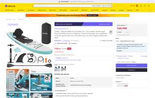 Tectake tabla paddle surf hinchable 2 en 1 set completo por 125,99€