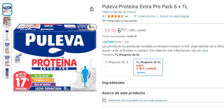 Puleva Proteína Extra Pro Pack 6 x 1L por 6€