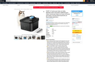 Fuente EVARY 2L para Gatos sin Cable por solo 20€