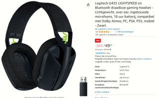 Logitech G435 Lightspeed Wireless Gaming Headset Zwart voor €49,50 bij Amazon
