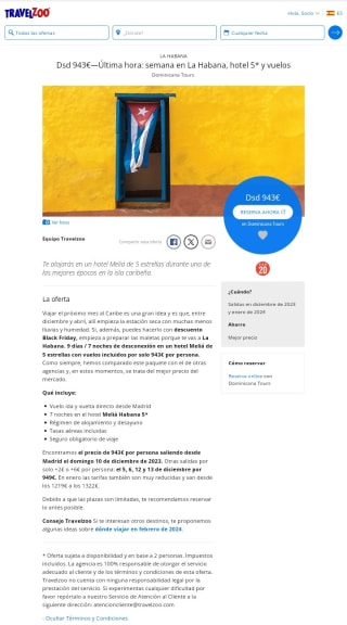 La Habana 1 semana H 5* + Vuelos desde 943€ por persona.