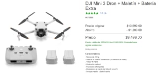 DJI Mini 3 Dron + Maletín + Batería por $8,499 en Costco