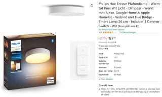Plafondlamp Philips Hue White ambiance Enrave voor €87,20 bij Amazon
