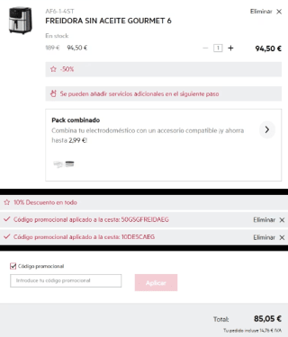 Freidora sin aceite AEG Gourmet 6 3.5L por 85.05€