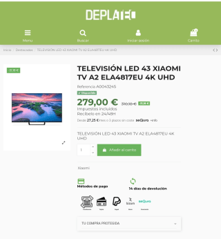 TV LED 43 XIAOMI A2 4K UHD por 279€