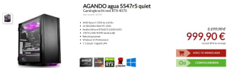 AGANDO agua 5547r5 quiet Gamingkracht met RTX 4070 voor €999,90 in de Agando-shop