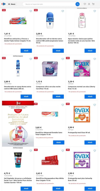 3×2 y más Ofertas en Perfumería e Higiene en Carrefour.