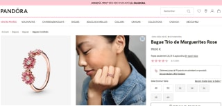 Bague trio de marguerites rose à 99€