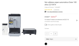 Set Cafetera Súper Automática Oster por $3,915 | Descuento Liverpool