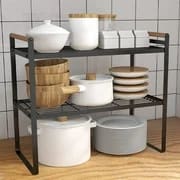 Estante Repisa Organizador Cocina Acero 2 Repisas 54Cm Ancho - Negra por solo $14.500