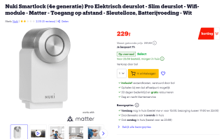 Nuki Smartlock Pro (4th gen) voor €229 bij Bol