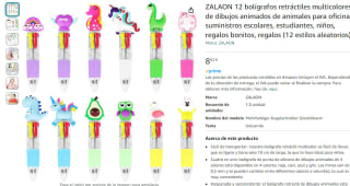 12 bolígrafos retráctiles multicolores de dibujos animados por 8,62€