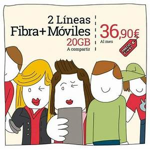 100mb de fibra/ 2 lineas ilimitadas y 20GB a compartir por 36,90€