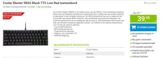 Cooler Master SK620 Bedraad gaming toetsenbord voor €39,90 bij Megekko