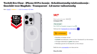 Tech21 Evo Clear (iPhone 15 Pro) Transparant voor €16,40 bij Bol
