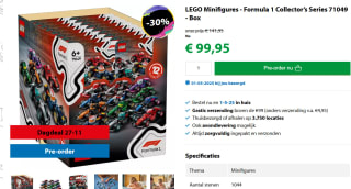 LEGO 71049 Mini F1 raceauto serie Complete box (36 doosjes) voor €99,95 bij Goodbricks
