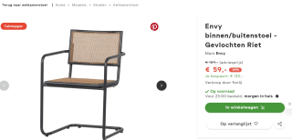 Envy binnen/buitenstoel - Gevlochten Riet voor €59 bij FonQ