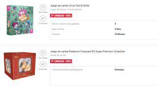 50% descuento segunda unidad Juegos de Mesas