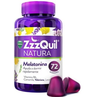 ZzzQuil Natura Gummies Para Dormir de Melatonina pura y Extractos de Valeriana, Camomila y Lavanda 72 gummies Sabor Frutos del bosque por 4,99€