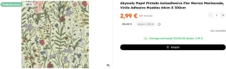 Papel Pintado Autoadhesivo Flor Marron Machacada, Vinilo Adhesivo Muebles 44cm X 300cm por 2.99€
