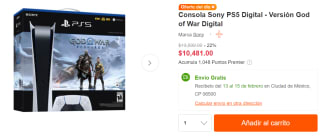 Consola PS5 God of War a $10,481 en Linio