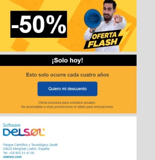 Descuento de -50% solamente hoy