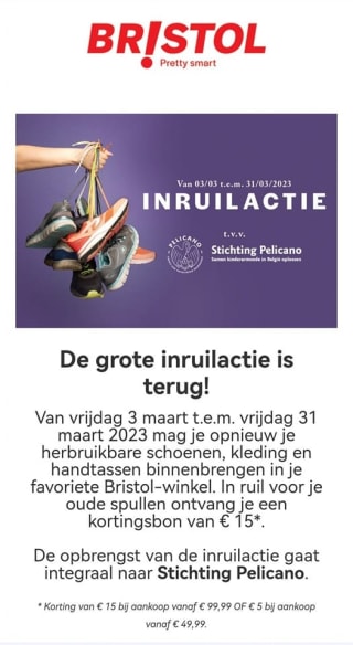 €15 korting bij inruilen van je oude schoenen