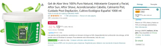 Gel de Aloe Vera 100% Puro Natural, Hidratante Corporal y Facial por 12.2€