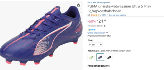 PUMA Voetbalschoenen ULTRA 5 PLAY FG/AG voor €21,98 bij Amazon